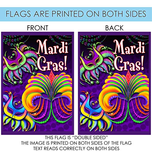 Toland Home Garden 102125 Happy Mardi Gras Mardi Gras Flag 28x40 Inch Double Sided Mardi Gras Garden Flag for Outdoor House party Flag Yard Decoration