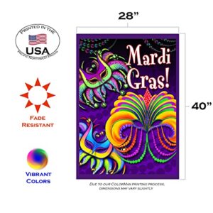 Toland Home Garden 102125 Happy Mardi Gras Mardi Gras Flag 28x40 Inch Double Sided Mardi Gras Garden Flag for Outdoor House party Flag Yard Decoration