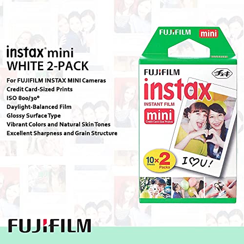 Fujifilm Instax Mini Link 2 Smartphone Printer Space Blue + Fuji Film Value Pack (20 Sheets)+ Shutter Accessories Bundle, Incl. Protective Case, 60 Sticker Frames, USB Cable