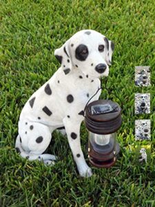 a-ffordable outdoor garden yard landscape dalmatian dog with lantern solar led light perfect for christmas gift, holiday gift