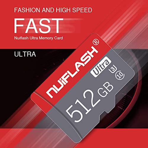 Micro SD Card 512GB Mini SD Card High Speed TF Card Class 10 Memory Card 512GB with Adapter for Smartphone,Body Camera and Drone
