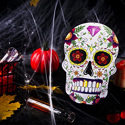 3D Metal Wind Spinner, Sugar Skull Wind Spinner for Yard and Garden Hanging Wind Sculptures Ornament 12in Skull Spinner Gifts for Home and Garden Outdoor Decorations Wind Art Spinning