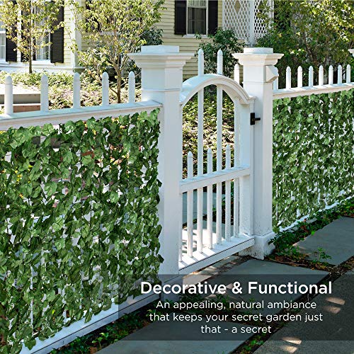 Best Choice Products Outdoor Garden 94x39-inch Artificial Faux Ivy Hedge Leaf and Vine Privacy Fence Wall Screen - Green