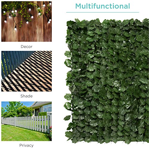 Best Choice Products Outdoor Garden 94x39-inch Artificial Faux Ivy Hedge Leaf and Vine Privacy Fence Wall Screen - Green