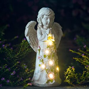 nacome angel outdoor garden decor statues – solar garden figurines gifts for mom grandma women