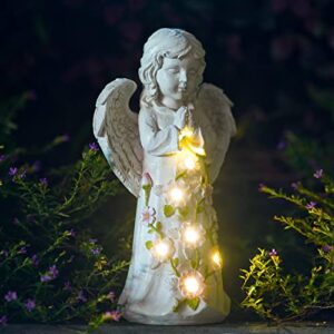 Nacome Angel Outdoor Garden Decor Statues – Solar Garden Figurines Gifts for Mom Grandma Women