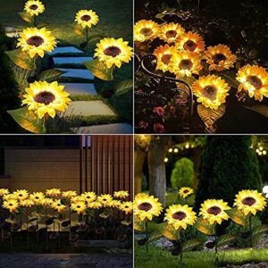 ZHUPIG Solar Solar Sunflower Lights Outdoor 2 Pack, Solar Garden Lights Landscape Pathway Lights Decorative Stake, Auto ON/Off, Waterproof LED Solar Powered Lights for Patio Lawn Garden Yard