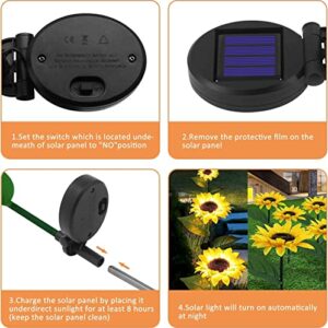 ZHUPIG Solar Solar Sunflower Lights Outdoor 2 Pack, Solar Garden Lights Landscape Pathway Lights Decorative Stake, Auto ON/Off, Waterproof LED Solar Powered Lights for Patio Lawn Garden Yard