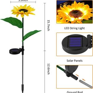 ZHUPIG Solar Solar Sunflower Lights Outdoor 2 Pack, Solar Garden Lights Landscape Pathway Lights Decorative Stake, Auto ON/Off, Waterproof LED Solar Powered Lights for Patio Lawn Garden Yard