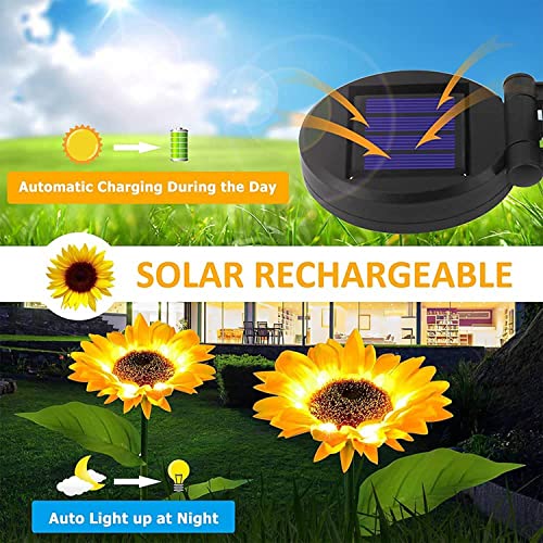 ZHUPIG Solar Solar Sunflower Lights Outdoor 2 Pack, Solar Garden Lights Landscape Pathway Lights Decorative Stake, Auto ON/Off, Waterproof LED Solar Powered Lights for Patio Lawn Garden Yard