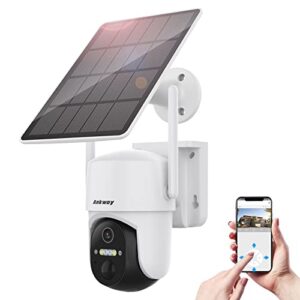 ankway solar security camera, 2k wireless outdoor cameras with smart app, color night vision, 360° ptz wifi camera for video surveillance, ip65, ai detection, 2-way talk, 3.5w solar powered panel