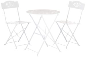 alpine corporation msy100a-wt alpine bistro set, table: 24″ l x 24″ w x 28″ h chair: 17″ l 18″ w x 33″ h, white