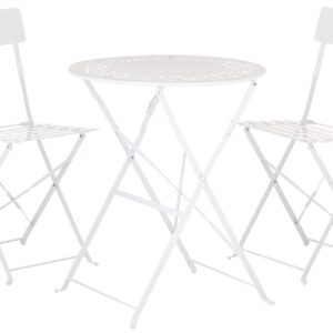 Alpine Corporation MSY100A-WT Alpine Bistro Set, Table: 24" L x 24" W x 28" H Chair: 17" L 18" W x 33" H, White