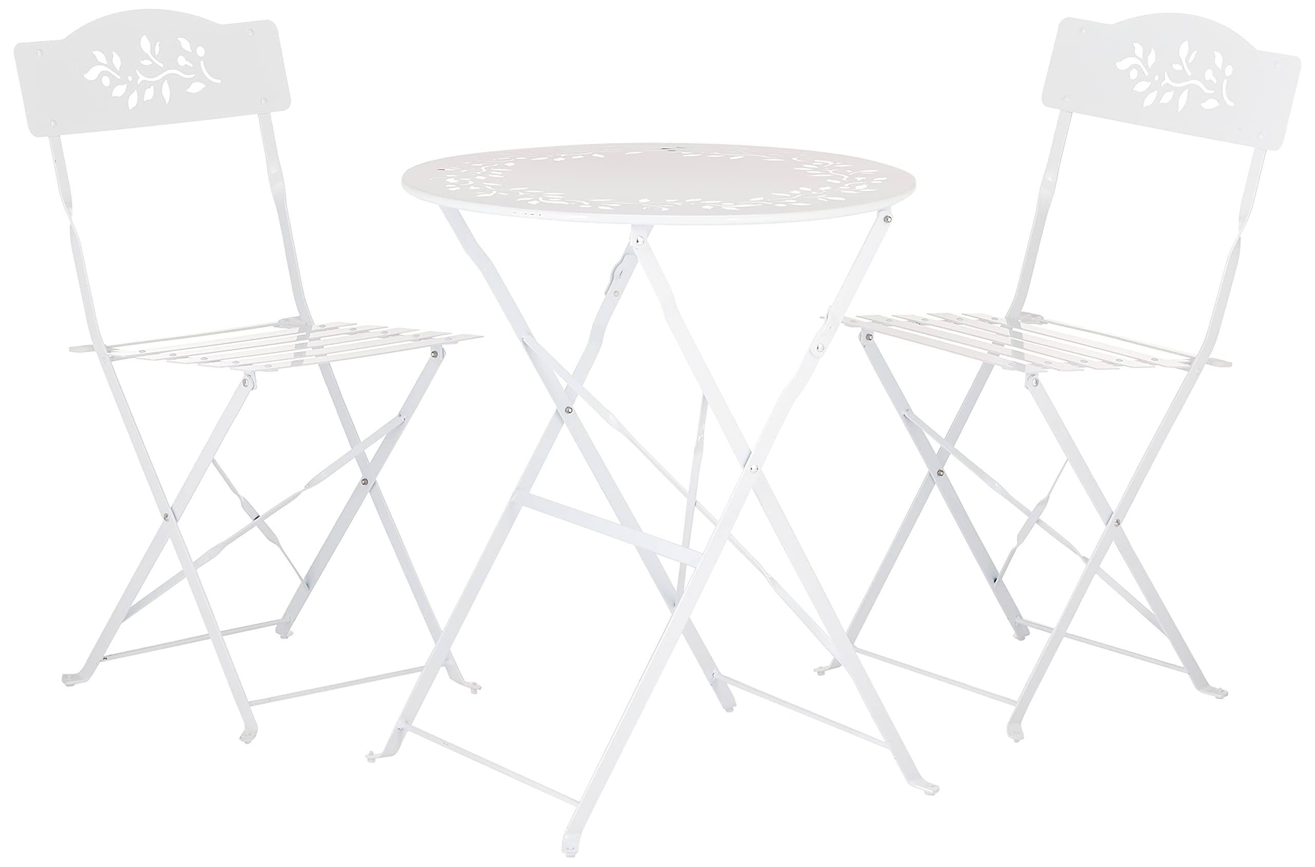 Alpine Corporation MSY100A-WT Alpine Bistro Set, Table: 24" L x 24" W x 28" H Chair: 17" L 18" W x 33" H, White