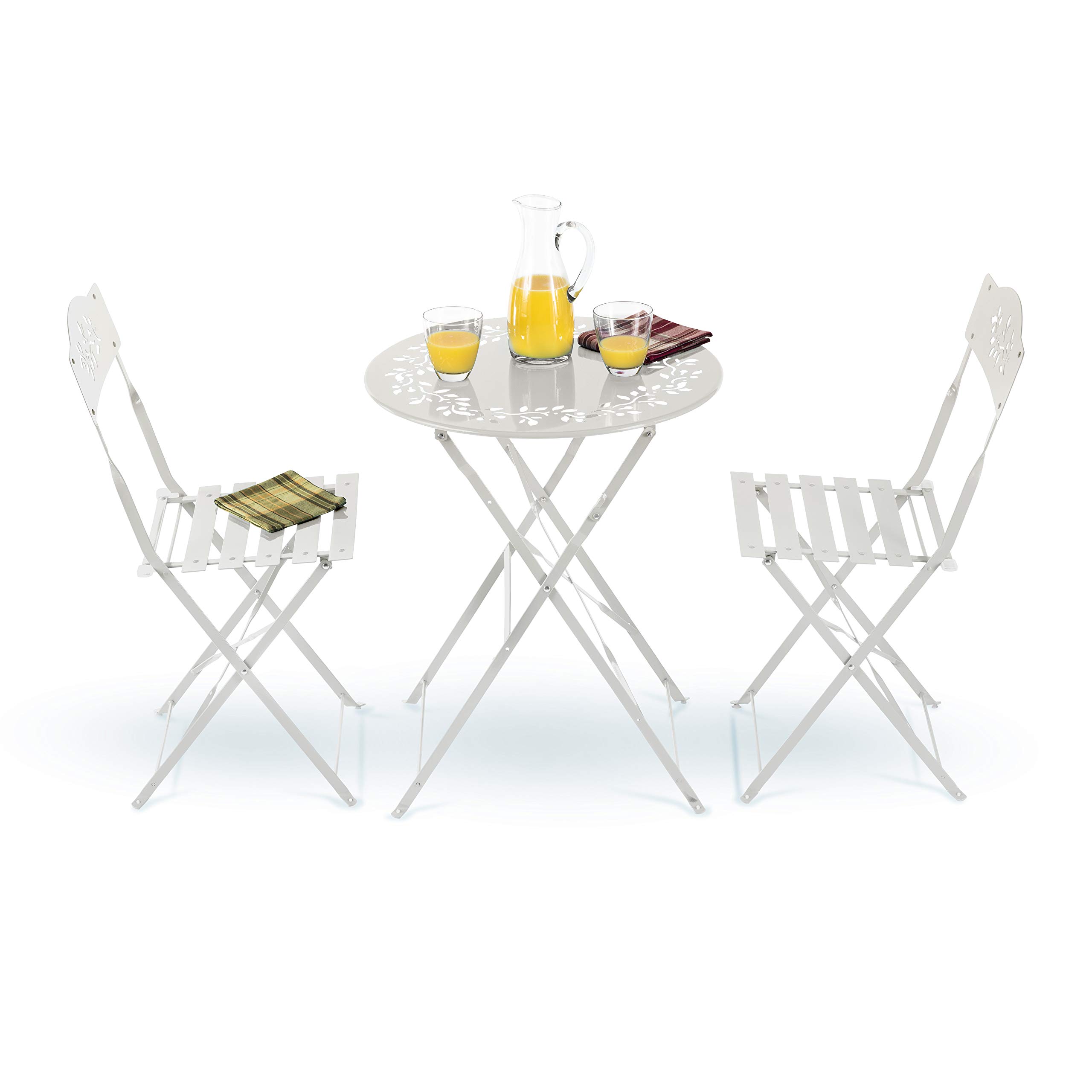 Alpine Corporation MSY100A-WT Alpine Bistro Set, Table: 24" L x 24" W x 28" H Chair: 17" L 18" W x 33" H, White