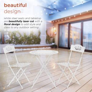 Alpine Corporation MSY100A-WT Alpine Bistro Set, Table: 24" L x 24" W x 28" H Chair: 17" L 18" W x 33" H, White