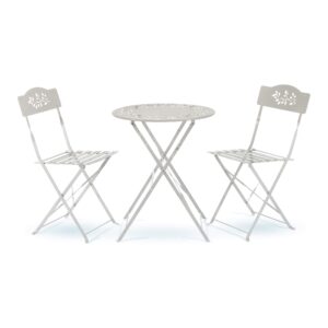 Alpine Corporation MSY100A-WT Alpine Bistro Set, Table: 24" L x 24" W x 28" H Chair: 17" L 18" W x 33" H, White