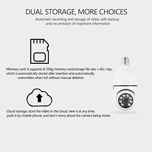 ATSITK Light Bulb Security Camera, Light Bulb Camera WiFi Outdoor, FHD 1080P 360° Panoramic PTZ 2.4G Wireless Smart IP Cameras for Home/Baby/Pet, Color Night Vision, Two Way Audio, Motion Tracking