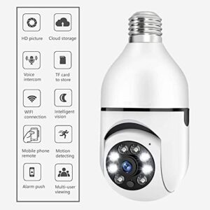 ATSITK Light Bulb Security Camera, Light Bulb Camera WiFi Outdoor, FHD 1080P 360° Panoramic PTZ 2.4G Wireless Smart IP Cameras for Home/Baby/Pet, Color Night Vision, Two Way Audio, Motion Tracking