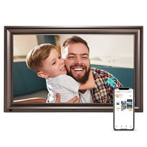 canupfarm 32gb digital picture frame 15.6 inch, large digital photo frame with 1920*1080 ips touchscreen, smart photo pairing, auto-rotate, wall mountable, motion sensor, share via email, pc and app