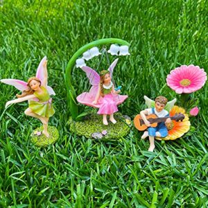 Mood Lab Fairy Garden - Dancing Swing Accessories Kit of 5 pcs - Miniature Garden Figurines Set - Outdoor or House Decor