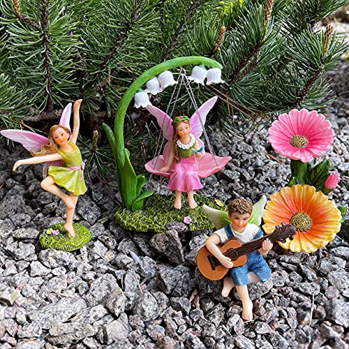 Mood Lab Fairy Garden - Dancing Swing Accessories Kit of 5 pcs - Miniature Garden Figurines Set - Outdoor or House Decor