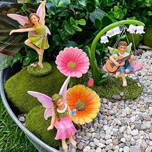 Mood Lab Fairy Garden - Dancing Swing Accessories Kit of 5 pcs - Miniature Garden Figurines Set - Outdoor or House Decor