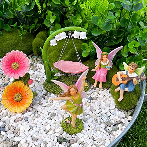 Mood Lab Fairy Garden - Dancing Swing Accessories Kit of 5 pcs - Miniature Garden Figurines Set - Outdoor or House Decor