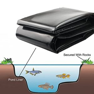 Inslat 20 Mil Pond Liner, 7x10 Ft Pond HDPE Skins Small Fish Pond Liners Rubber Pond Tarp Easy Cutting Underlayment for Fountains, Waterfall & Water Gardens