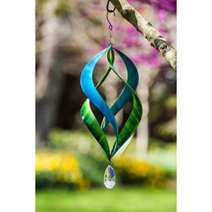 evergreen garden beautiful blue and green kinetic hanging wind spinner – 8 x 19 x 8 inches fade and weather resistant outdoor decoration for homes, yards and gardens