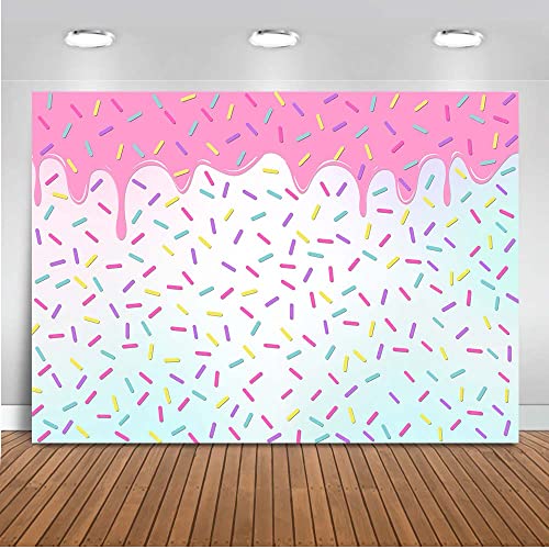 Mocsicka Donut Backdrop Donut Birthday Sweet One Sprinkles Party Decorations Photo Backdrops Donut Grow Up Baby Shower Photography Background (7x5ft)