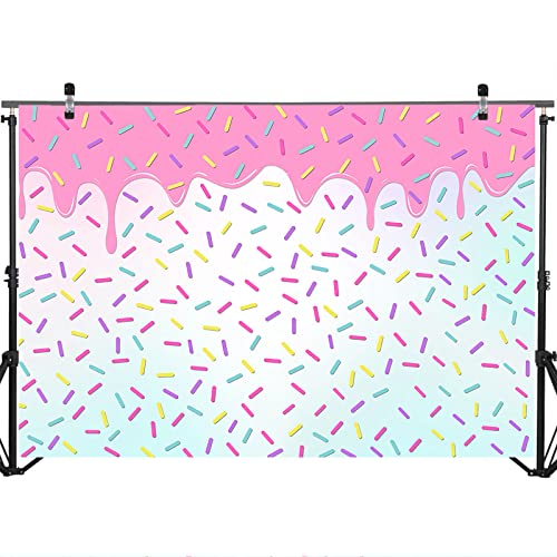 Mocsicka Donut Backdrop Donut Birthday Sweet One Sprinkles Party Decorations Photo Backdrops Donut Grow Up Baby Shower Photography Background (7x5ft)