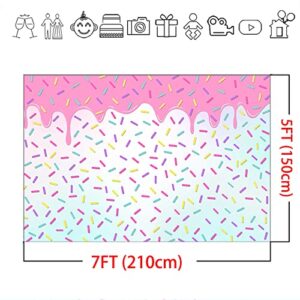 Mocsicka Donut Backdrop Donut Birthday Sweet One Sprinkles Party Decorations Photo Backdrops Donut Grow Up Baby Shower Photography Background (7x5ft)