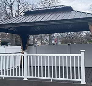 YOLENY 12' x 16' Hardtop Gazebo with Galvanized Steel Double Roof, Pergolas Aluminum Frame, Netting and Curtains Included, Metal Outdoor Gazebos for Garden, Patios, Lawns, Parties