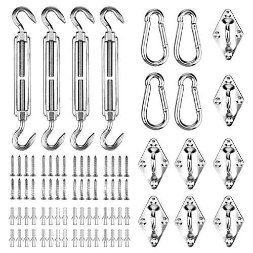 80pcs Shade Sail Hardware Kit 6 Inch for Rectangular Triangular Sun Shade Sail Installation, 304 Stainless Steel Shade Sail Hardware for Garden Courtyard Outdoors