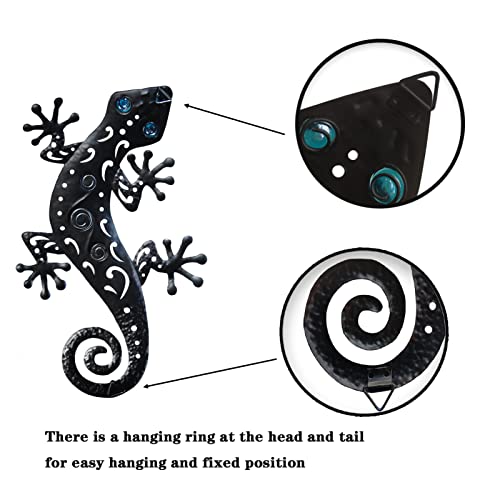 Tuokiuhn Metal Lizards Outdoor Decor Metal Gecko Wall Decoration Geico Lizard 13.5 * 8.5 Inch 3 Pack Set Suitable for Hanging in Yard Or Fence