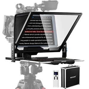 neewer teleprompter x17 with rt-110 remote & app control (bluetooth connection via neewer teleprompter app), 17″ no assembly compatible with ipad android tablet/camera/camcorder, max load 44.1ib/20kg