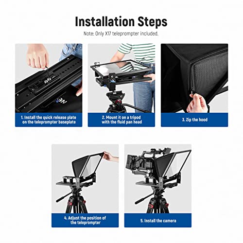 NEEWER Teleprompter X17 with RT-110 Remote & APP Control (Bluetooth Connection via NEEWER Teleprompter App), 17" No Assembly Compatible with iPad Android Tablet/Camera/Camcorder, Max Load 44.1Ib/20kg