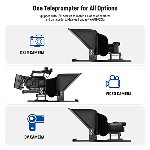 NEEWER Teleprompter X17 with RT-110 Remote & APP Control (Bluetooth Connection via NEEWER Teleprompter App), 17" No Assembly Compatible with iPad Android Tablet/Camera/Camcorder, Max Load 44.1Ib/20kg