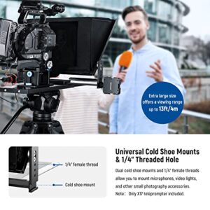 NEEWER Teleprompter X17 with RT-110 Remote & APP Control (Bluetooth Connection via NEEWER Teleprompter App), 17" No Assembly Compatible with iPad Android Tablet/Camera/Camcorder, Max Load 44.1Ib/20kg