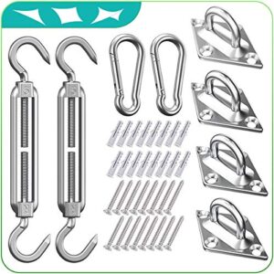 sun shade sail hardware kit 5 inch for triangle rectangle outdoor sun shade sails installation in patio lawn and garden, anti-rust stainless steel sail shade hardware kit of heavy duty (40pcs)