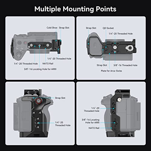 SmallRig Cage for Sony FX30 FX3 with HDMI Cable Clamp, Classic Bright Black Surface, Included Cold Shoe and NATO Rail, Modular Design Compatible with Original XLR Handle - 4183