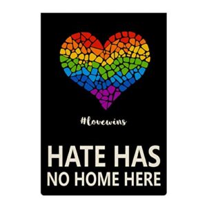 yongcoler lgbt pride garden flag, hate has no home here yard sign, small yard flag 12.5×18.5 inches