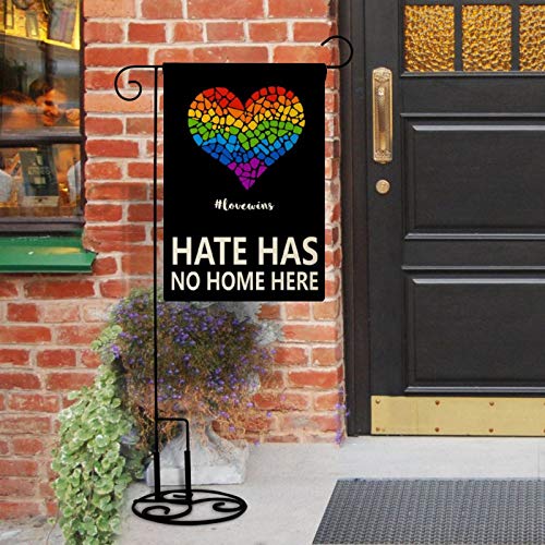 YongColer LGBT Pride Garden Flag, Hate Has No Home Here Yard Sign, Small Yard Flag 12.5x18.5 Inches