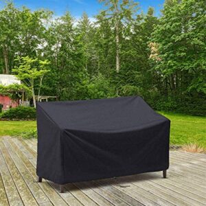 beerty Outside Furniture Covers - Garden Furniture Bench Cover 2/3/4 Seater Waterproof Anti-UV Heavy Duty Bench Protective Cover with Drawstring Cord and Storage Bag