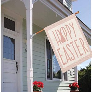 Easternproject Happy Easter Rabbit House Flag Double Sided Pink White Stripes Easter Bunny Burlap Garden Flags Spring Rustic Farmhouse Yard Outdoor Decoration 28x40 Inch