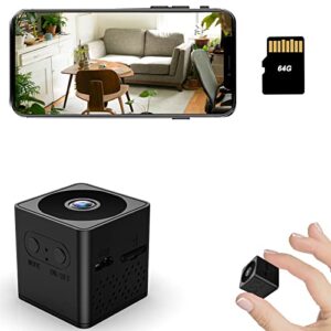 spy camera wifi hidden camera with audio & video recording 1080p 64gb indoor security record 10hr remote monitor mini small portable cam for home baby pet with motion detection alarm push night vision