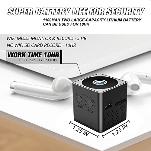 Spy Camera Wifi Hidden Camera with Audio & Video Recording 1080P 64GB Indoor Security Record 10HR Remote Monitor Mini Small Portable Cam for Home Baby Pet with Motion Detection Alarm Push Night Vision