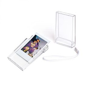 queen3c mini photo holder storage case for fujifilm instax mini 11/9/8/7/7+/evo instant camera film accessories 3 inch photo pouch, photo holder protective case with wrist lanyard. ( 2 pack )