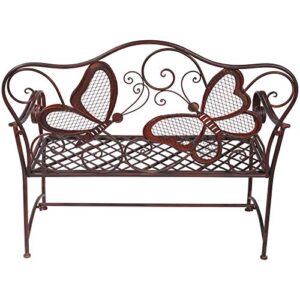 Alpine Corporation Butterfly Bench, 45"L x 23"W x 39"H, Blue,bronze